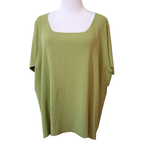 NEW VALERIE STEVENS Blouse Top Sweater 3X Square Neck Short Sleeve Office Career - Picture 1 of 10